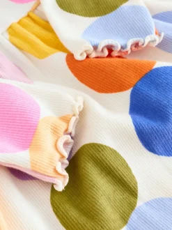 Next - Robe côtelée à manches longues (3mois-7ans) à pois arc-en-ciel Clearance