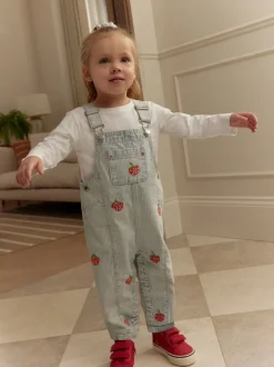 Next À rayures - Salopette % coton brodée à la fraise 100coton (3mois-7ans) Discount