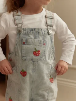 Next À rayures - Salopette % coton brodée à la fraise 100coton (3mois-7ans) Discount