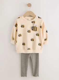 Next Abeille à rayures crème - Ensemble Sweatshirt et Leggings (3mths-7yrs) Best