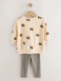 Next Abeille à rayures crème - Ensemble Sweatshirt et Leggings (3mths-7yrs) Best