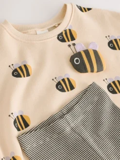 Next Abeille à rayures crème - Ensemble Sweatshirt et Leggings (3mths-7yrs) Best