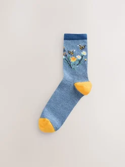 Next Abeille bleu marine/ocre - Paquet de chaussettes de cheville 4 Best
