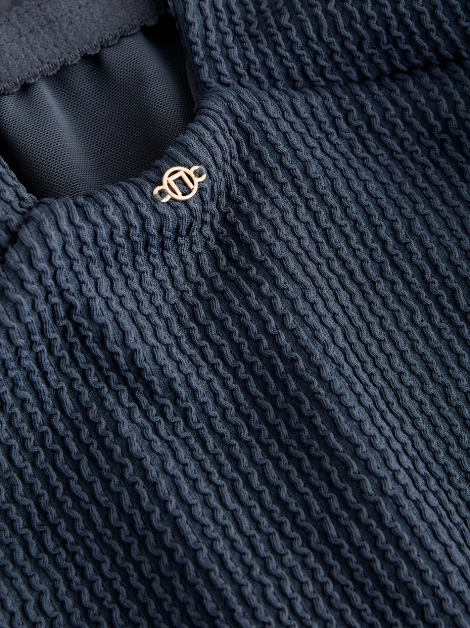 Next Acier Bleu Effet froissé - Maillot de bain décolleté avec contrôle de l'abdomen Sale