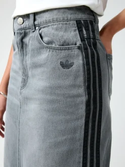 adidas originals Jupe mi-longue en jean 100% coton à rayures Adicolour 3 Best