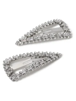 Aela Grands pinces à cheveux bouton-pression scintillants Argent ton Sale