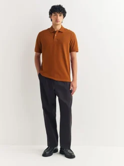 Next - Ajustement régulier - Polo Manches courtes Pique Ambre orange Clearance