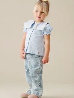 Angel & Rocket Jean Kiki brodé à pâquerettes à jambe large New