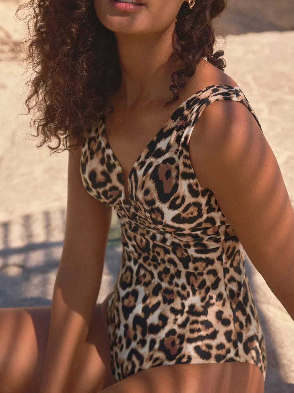 Next - Maillot de bain plongeant et galbant avec contrôle du ventre animal Clearance