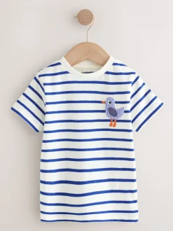 Next Animal de la mer bleu marine - Lot de 3 t-shirts appliqués à manches courtes (3mois7ans) Outlet