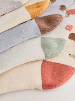 Next - Chaussettes en coton éponge riche 5 Lot Animaux écrus des bois Outlet