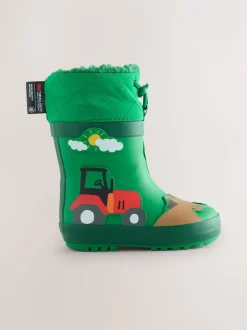 Next - Bottes en caoutchouc thermique Thinsulate™ avec extrémité doublée Animaux de ferme verts New