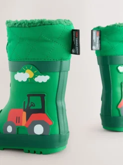 Next - Bottes en caoutchouc thermique Thinsulate™ avec extrémité doublée Animaux de ferme verts New
