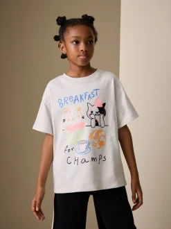 Next - T-shirt oversize imprimé graphique (3-16ans) Animaux gris Outlet