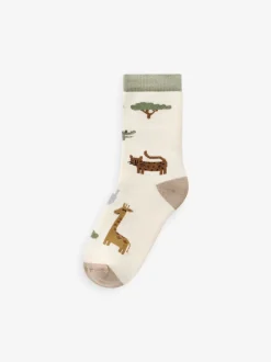 Next - Chaussettes en coton éponge riche 5 Lot Animaux safari Discount