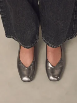 Next Anthracite - Ballerines Forever Comfort® en cuir à bout carré Online