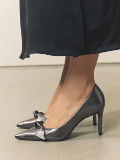 Next Anthracite - Chaussures de cour mi-hautes en cuir détail nœud Forever Comfort® Outlet