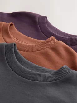 Next Anthracite/baie/fauve - T-shirts épais décontractés à manches longues Lot de 3 (3-16ans) Discount