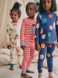 Next Applique de chien rouge/bleu marine - Lot de 3 pyjamas Snuggle (9mois-9ans) Outlet