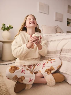 Next Applique ours Crème - Ensemble pyjama en polaire (12mois-16ans) Best