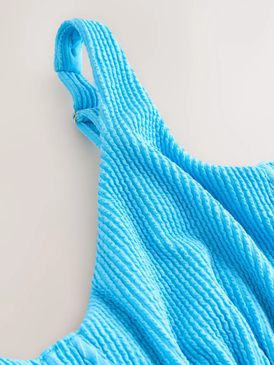 Next - Maillot de bain DD+ à armatures avec contrôle du ventre Aqua bleu froissé Outlet