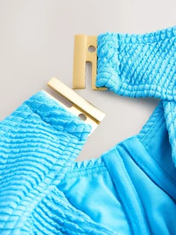 Next - Maillot de bain DD+ à armatures avec contrôle du ventre Aqua bleu froissé Outlet