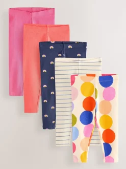 Next Arc-en-ciel - Lot de 5 leggings côtelés (3mois-7ans) Outlet