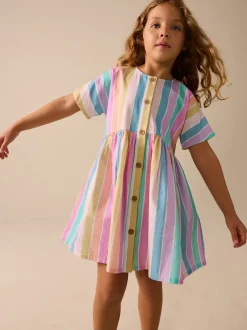 Next Arc-en-ciel - Robe boutonnée à Manches courtes Rayure (3-16ans)