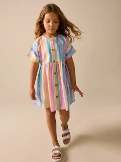 Next Arc-en-ciel - Robe boutonnée à Manches courtes Rayure (3-16ans)