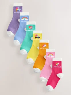 Little Bird by Jools Oliver Arc-en-ciel pastel - Lot de 7 paires de chaussettes Italian Days Of The Week Hot