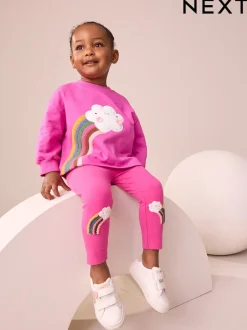 Next Arc-en-ciel rose motif nuage - Legging orné de genoux (3mois à7ans)