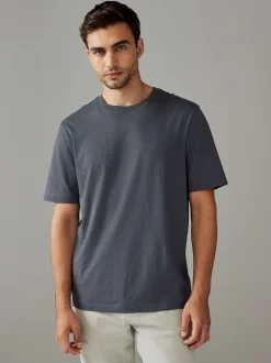 Next - Ajustement régulier - T-shirt Essential Col rond en coton Ardoise Gris Discount