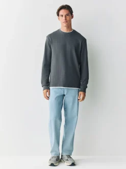 Next Ardoise Gris - T-shirt à manches longues avec faux col rond Clearance