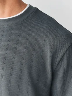 Next Ardoise Gris - T-shirt à manches longues avec faux col rond Clearance