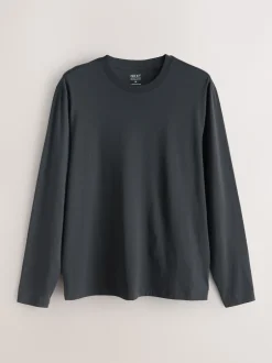 Next Ardoise/vert/écru/orange/marron - Ajustement régulier - T-shirt à coupe classique à manches longues en coton 100 %, lot de 5 New