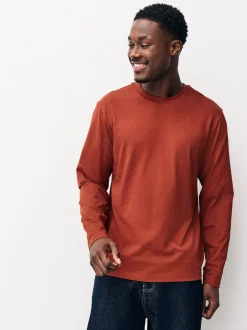 Next Ardoise/vert/écru/orange/marron - Ajustement régulier - T-shirt à coupe classique à manches longues en coton 100 %, lot de 5 New