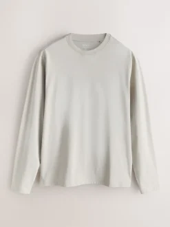 Next Ardoise/vert/écru/orange/marron - Ajustement régulier - T-shirt à coupe classique à manches longues en coton 100 %, lot de 5 New