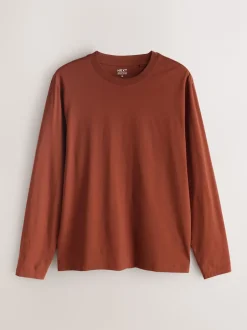 Next Ardoise/vert/écru/orange/marron - Ajustement régulier - T-shirt à coupe classique à manches longues en coton 100 %, lot de 5 New