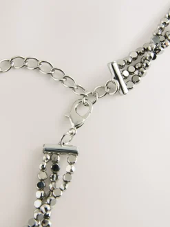 Next Argent - Ceinture Skinny métallisée à perles étagées Best