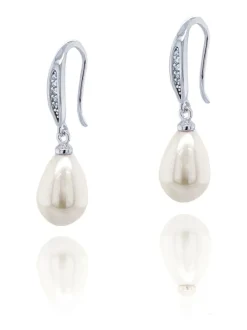 Ivory & Co Argent - Ivoire & Co Boucles d’oreilles pendantes en cristal et perles Salford Sale