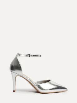 Linzi - Thea Closed Back Stiletto Escarpins et talons With Ankle Strap Argent Hot