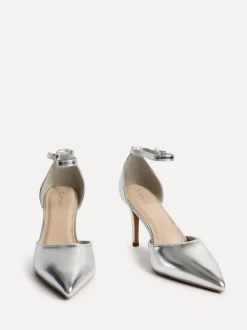 Linzi - Thea Closed Back Stiletto Escarpins et talons With Ankle Strap Argent Hot