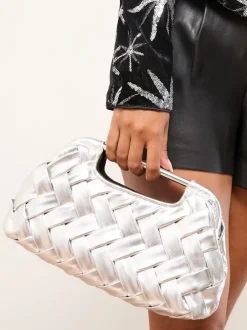 Lipsy Argent - Pochette à poignée tissée New