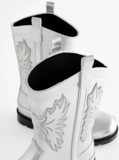 Next Argenté métallisé - Bottes en caoutchouc occidentales Best