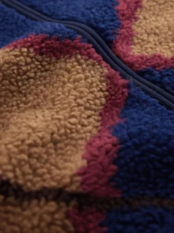 Next Argyle bleu marine/marron fauve - Zippé sur toute la longueur - Polaire imprimée Clearance