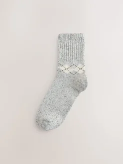 Next - Laine thermale Blend Chaussettes de cheville 3 Lot avec soie Argyle neutre Sale