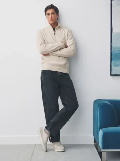 Next Avoine - Logo cerf - Pull N.Premium Coupe classique 100% Coton Premium à fermeture éclair New