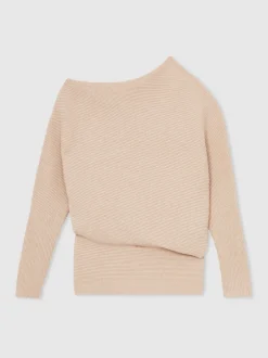 Reiss Avoine neutre - - Lorna - Pull en maille drapée asymétrique New