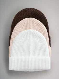 The Set Avoine/MARRON CHOCOLAT/Crème - lot de 3 bonnets Online