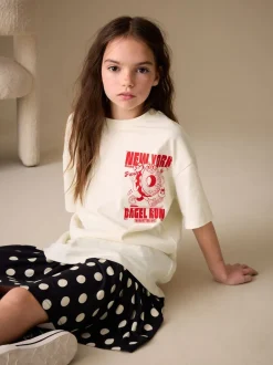 Next - T-shirt oversize imprimé graphique (3-16ans) Bagel écru New